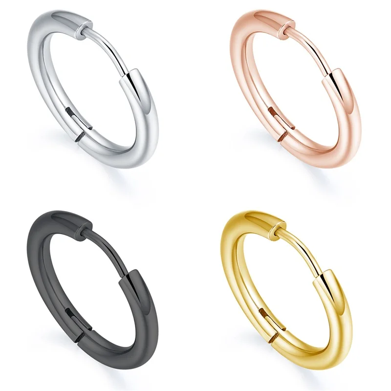 

Hot sale 316l stainless steel hoop earrings metal huggie silver color earrings