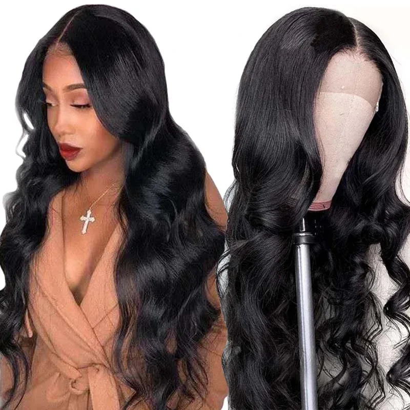 

Amazon hot sale synthetic hair wigs lace front straight long body wave women hair wigs