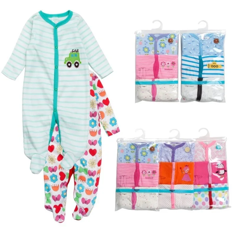 

Lovely Printing Baby Girl Bodysuit Set 3 Pack Long Sleeve Baby Clothes