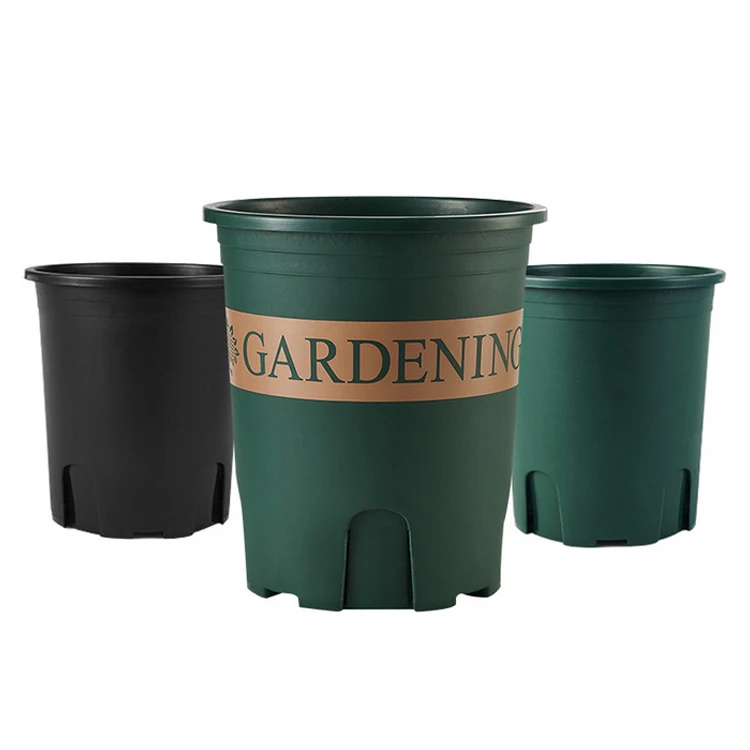 

Agriculture Gallon Flower Pot Root Control Qingshan Black Plastic Flower Pot Thickened Printing Rose Green Stalk Nursery Pot, Three colors