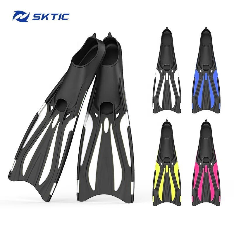 

SKTIC Men Women Long Blade Diving Fins for Freediving Spearfishing Fins Scuba Diving Freediving Fins, Black white