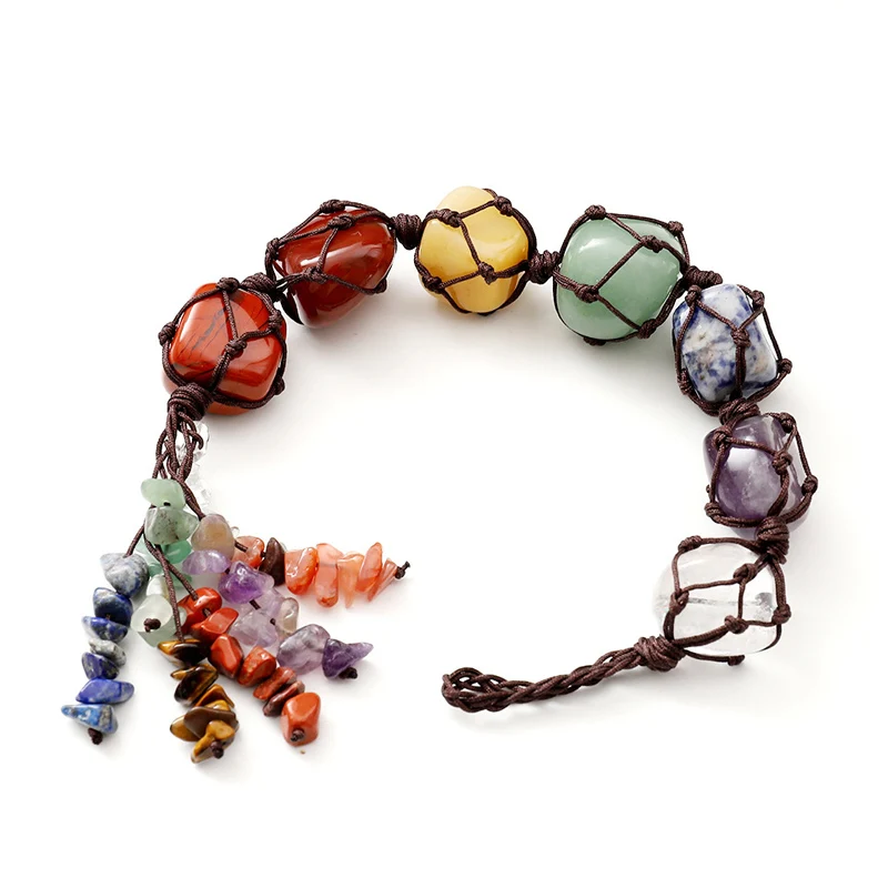

7 Chakra Gemstone Tassel Hanging Window Ornament Natural Stones Car Home Decor