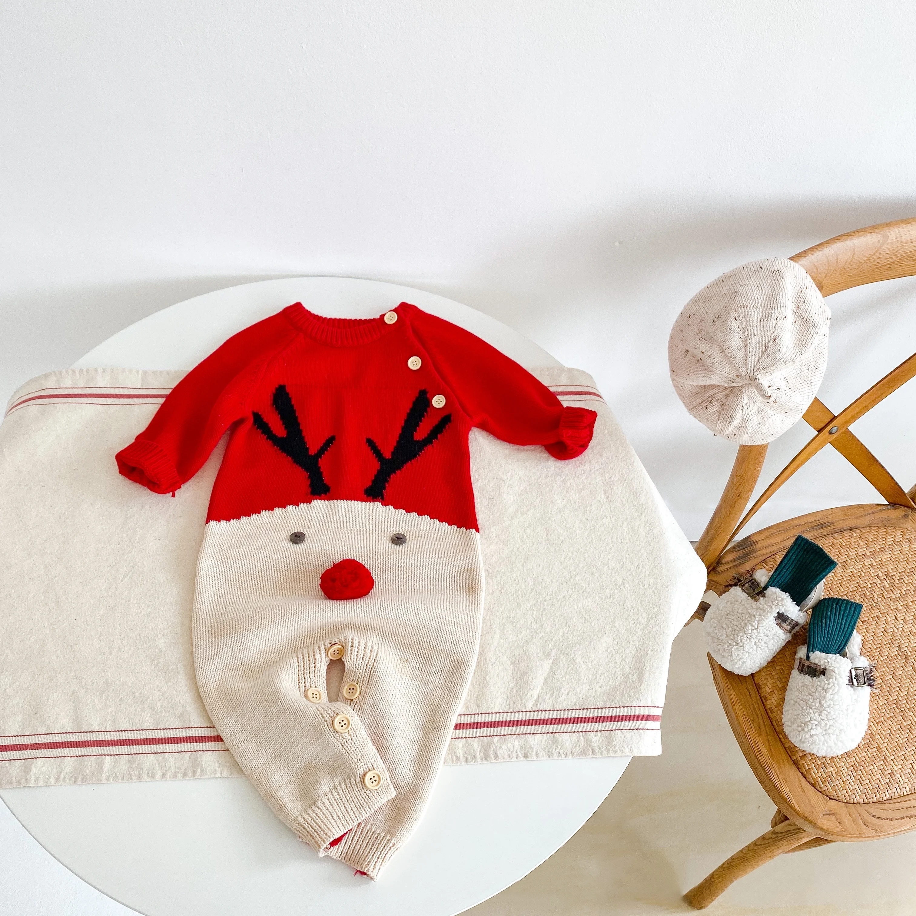 

ins 2021 winter baby rompers newborn jumpsuits rompers baby Christmas jumpsuits Deer long-sleeved Cotton jumpsuit
