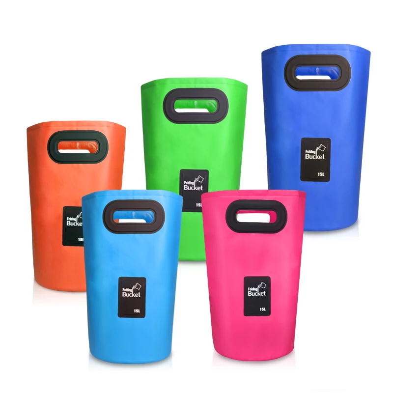 

New Multifunctional Clamping Net Foldable Bucket for Camping Hiking Fishing, Black/pink/yellow/green/orange/light blue/dark blue