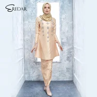 

High quality fashion design Plus size Islamic clothing with embellishment beading baju kurung malaysia