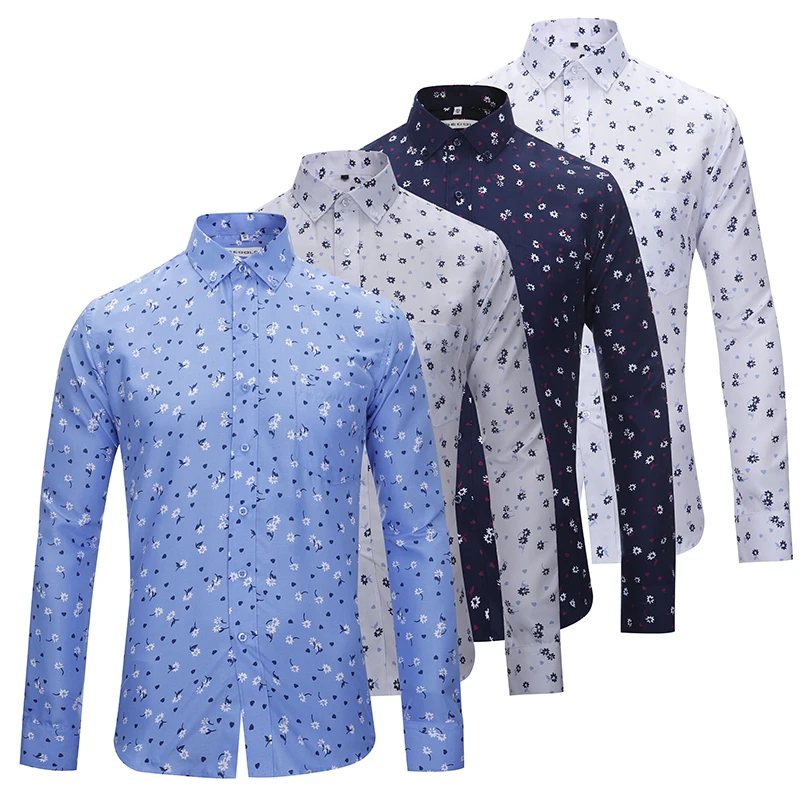 

2021 Wholesale men's inventory of high quality shirts print casual shirt dress long sleeves hombre shart