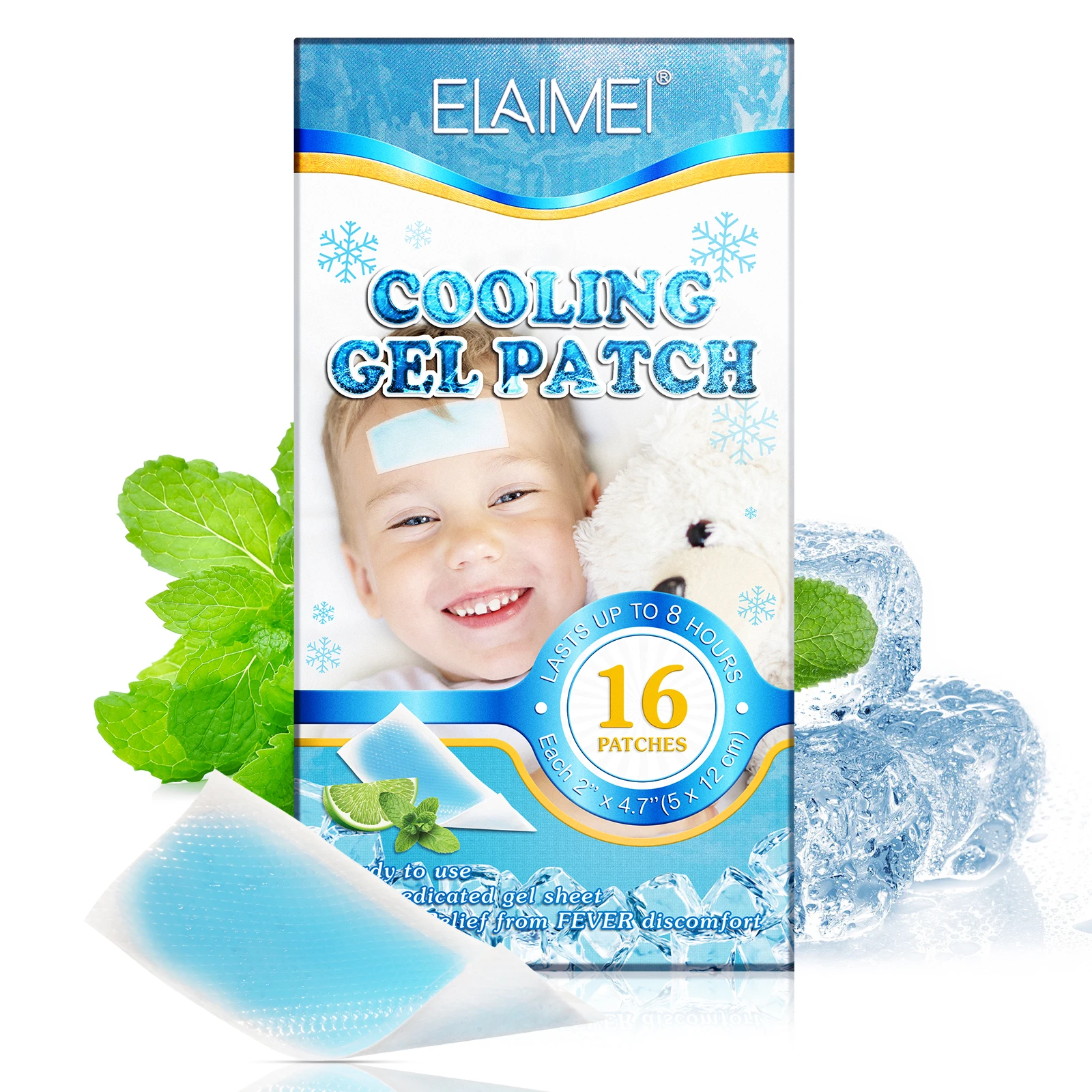 

ELAIMEI natural sleep patchreusable headache cooling padnon-medicated gel sheet hydrogel arthritis fever cooling patch