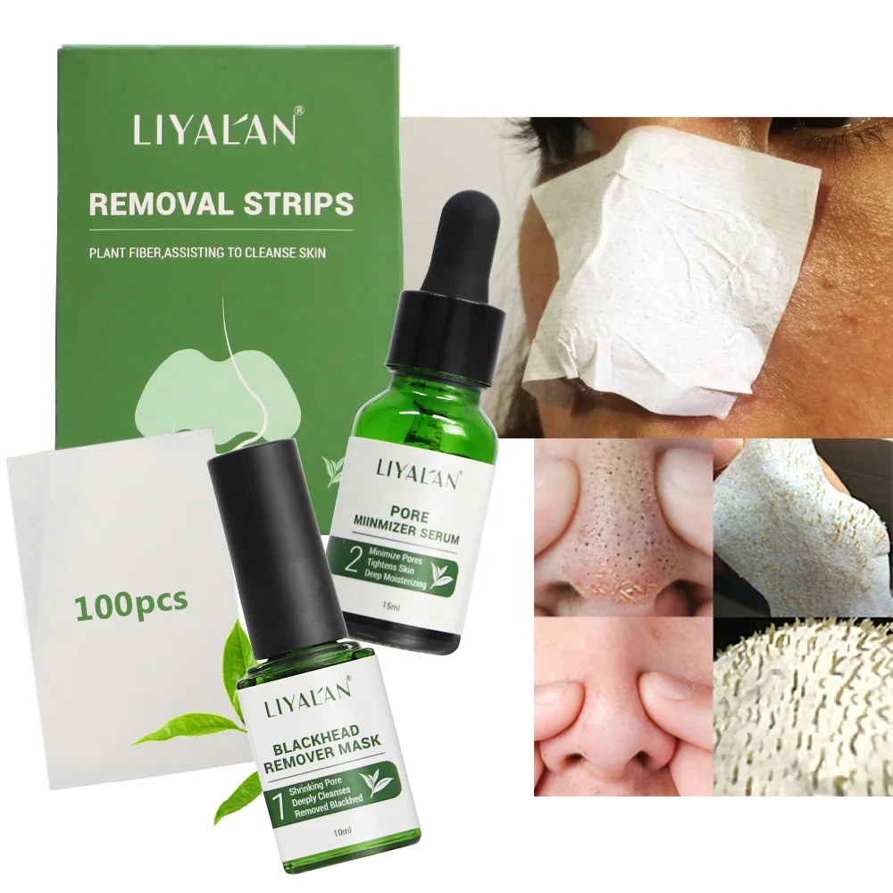 

Wholesale Skincare Pore Minimize Remove Black Head Essence Herbal Tea Tree Nose Remove Blackhead Serum Set