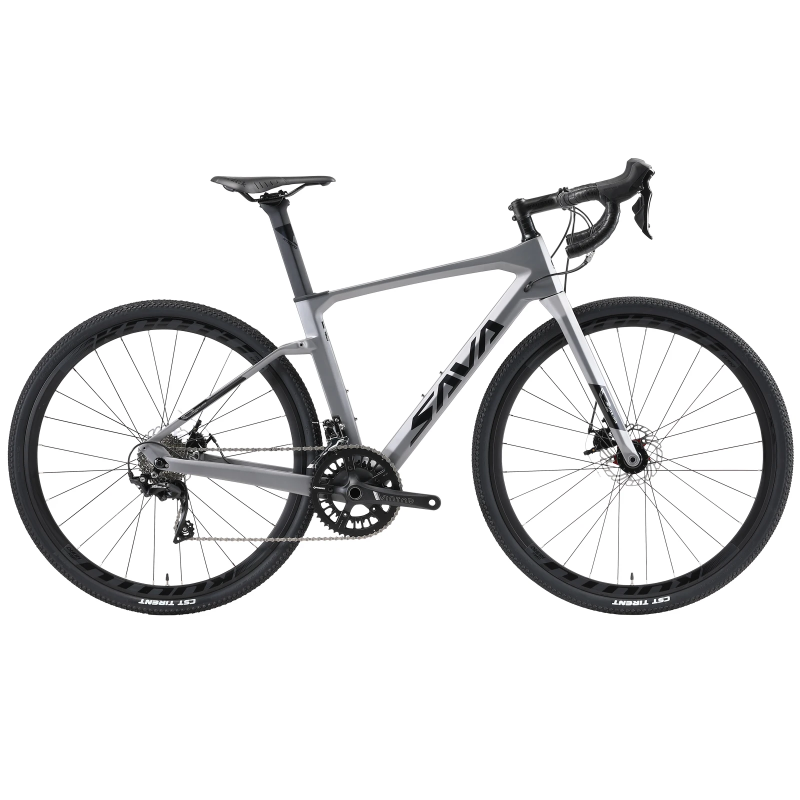 

SAVA Gravel Road Bike 700x40C Carbon Fiber Bicycle with 40c Tires Road Bike Racing Gravel Bike 22 Speeds, Grey , green