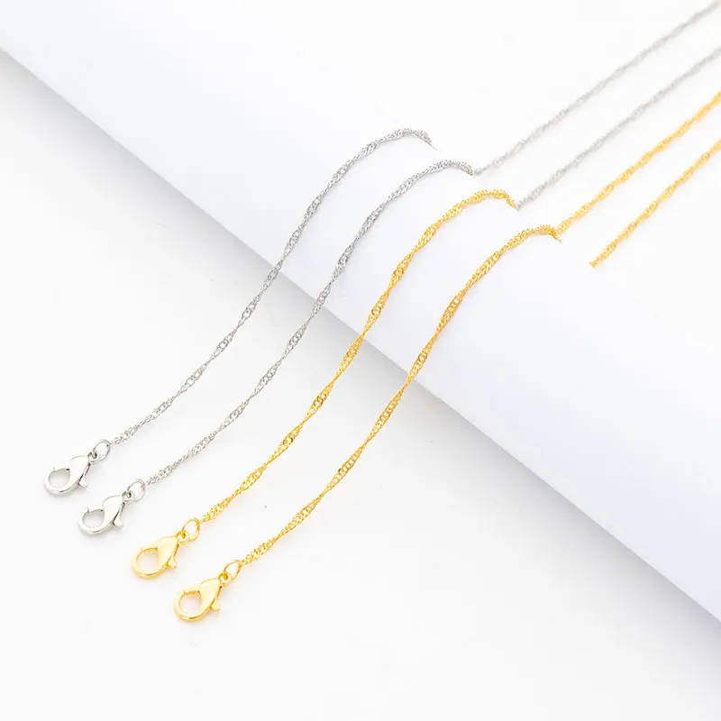 

Gold Silver Length 40cm 45cm 50cm No Pendant Ladies Water Wave Necklace Jewelry Wholesale, Silver\gold