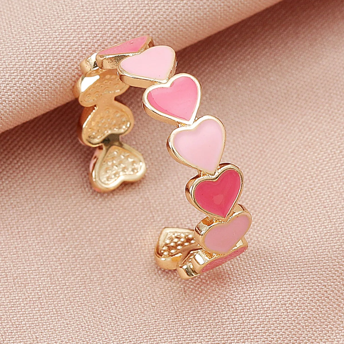 

Shangjie OEM Anillo new design cheap open ring fashion enamel finger ring cute heart pink girl rings, Gold