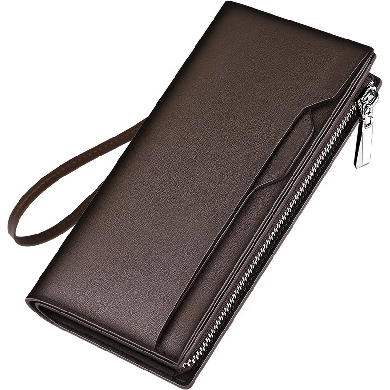 

2020 custom latest design zipper long purse wallets long chain hold money credit card leather wallet long wholesale