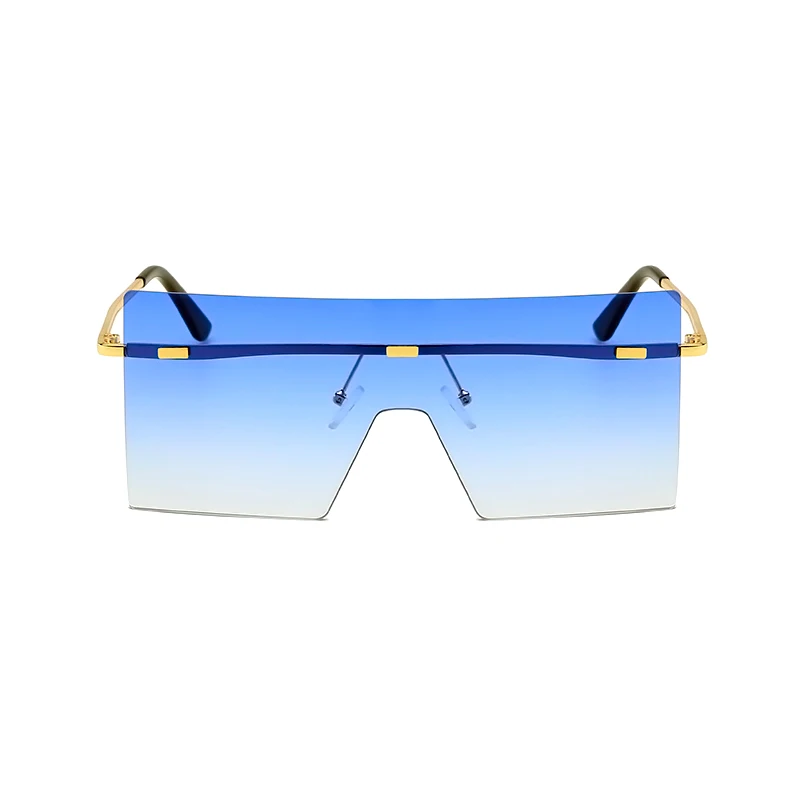 

2022 New Arrival Custom Logo Fashion Ocean Gradient Women Metal Frame Rimless Designer Sunglasses