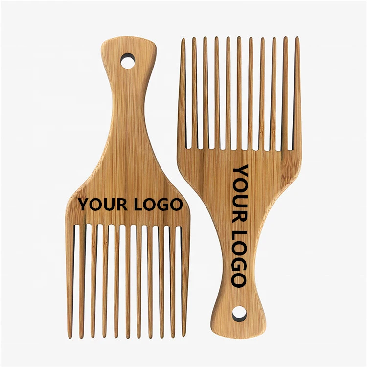 

Wholesale Customized Wide Tooth Afro Pick Hair Grooming Personalized Professional Hair Comb Wood