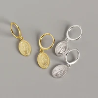 

Virgin Mary Portrait Coin Gold Earrings 925 Sterling Silver Earrings for Women Small Hoop Earrings Wholesale