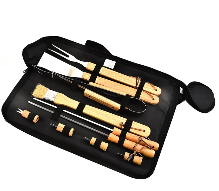 

Stainless Steel BBQ Barbecue Utensils with Oxford Cloth Case Grill Tool Set Stainless Steel Barbecue Grill Accessories Utensil