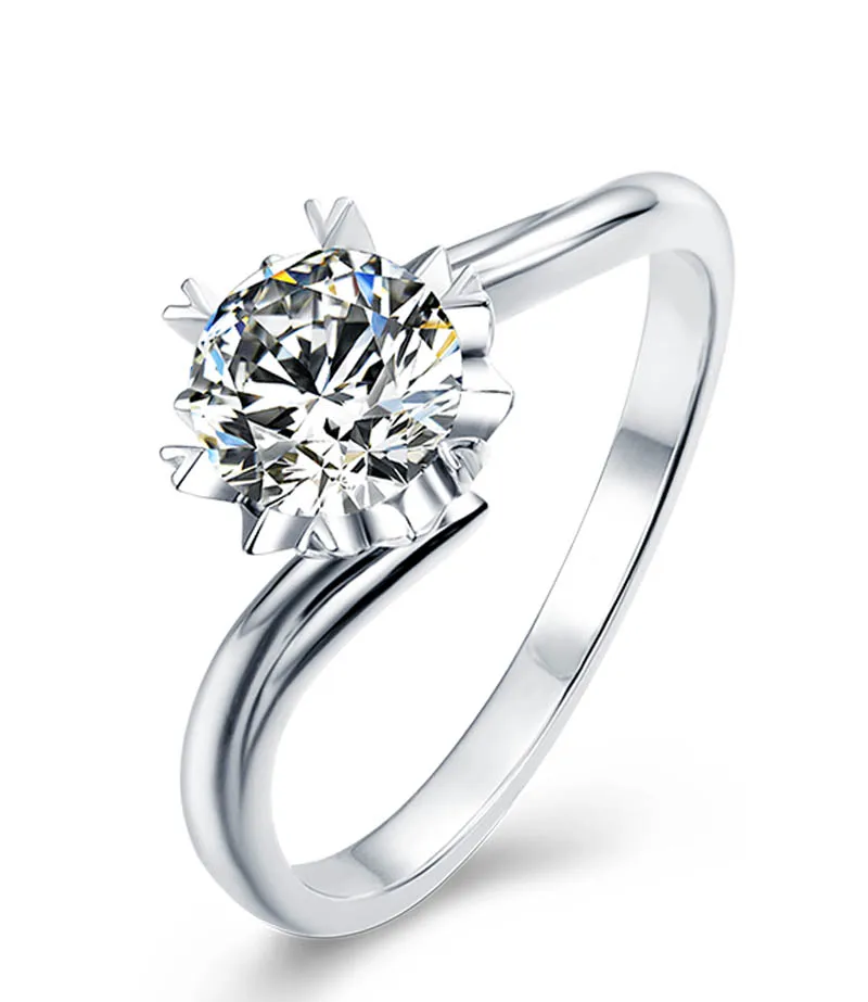 

925 Sterling Silver Jewelry 1ct 6.5mm Moissanite Diamond Ring