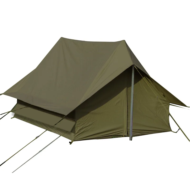 

Outdoor Camping Retro Oxford Cloth Military Tent For 2 People Self-Driving Camping Rainproof Cabin Type A-Shaped Tent