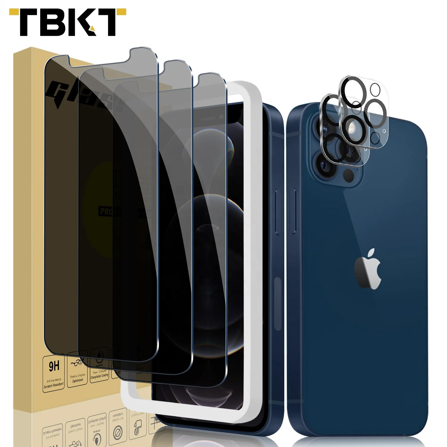 

Amazon 3D privacy Screen Protective Glass 3Pack camera cove Tempered Glass 0.33mm Srceen protector for iphone 12 Por 6.1