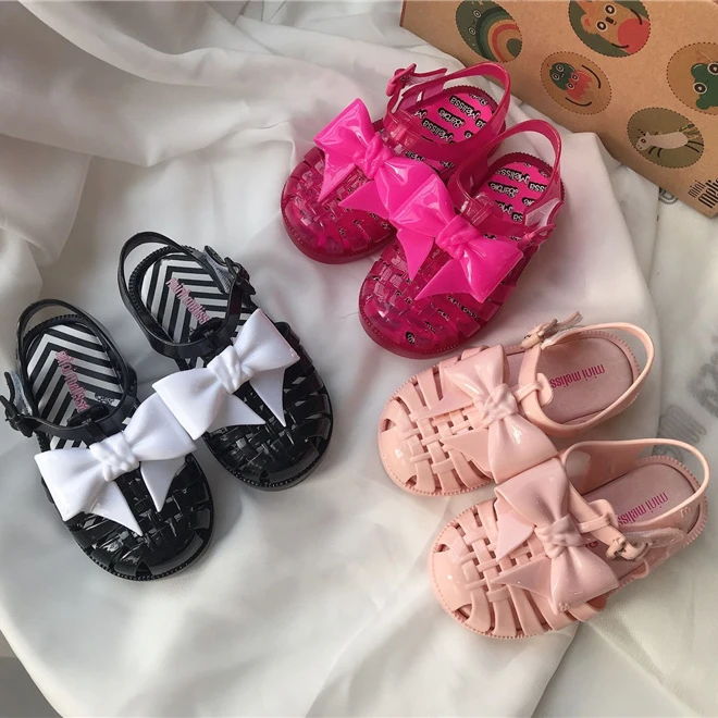 

2021 New Melissa Children's Sandal Vintage Bow Roman Beach Girl Jelly Shoes Waterproof and Non-Slip Shoes
