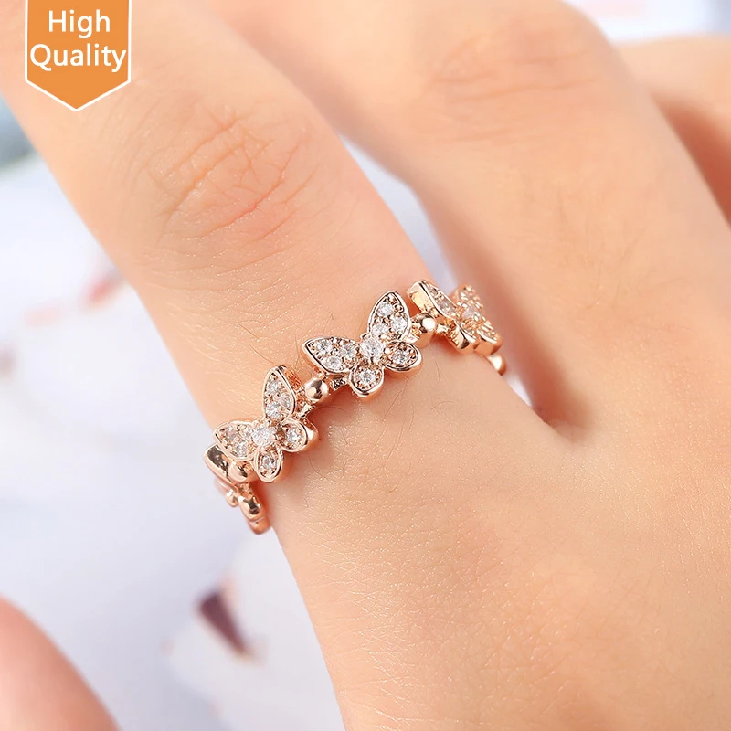 

Fashion Jewelry Butterfly Ring CZ Zircon Rings Women Butterfly Jewelry Adjustable Crystal Diamond Ring