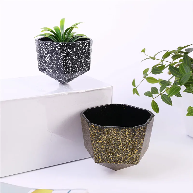 个性倾斜五边造型花盆简约室内装饰创意花盆