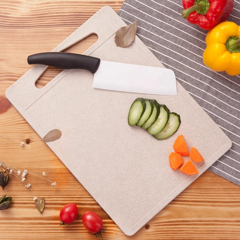 

BPA Free Wheat Straw Fiber Rice Husk Cutting Board Multifunctional Vegetable Meat Chopping Board