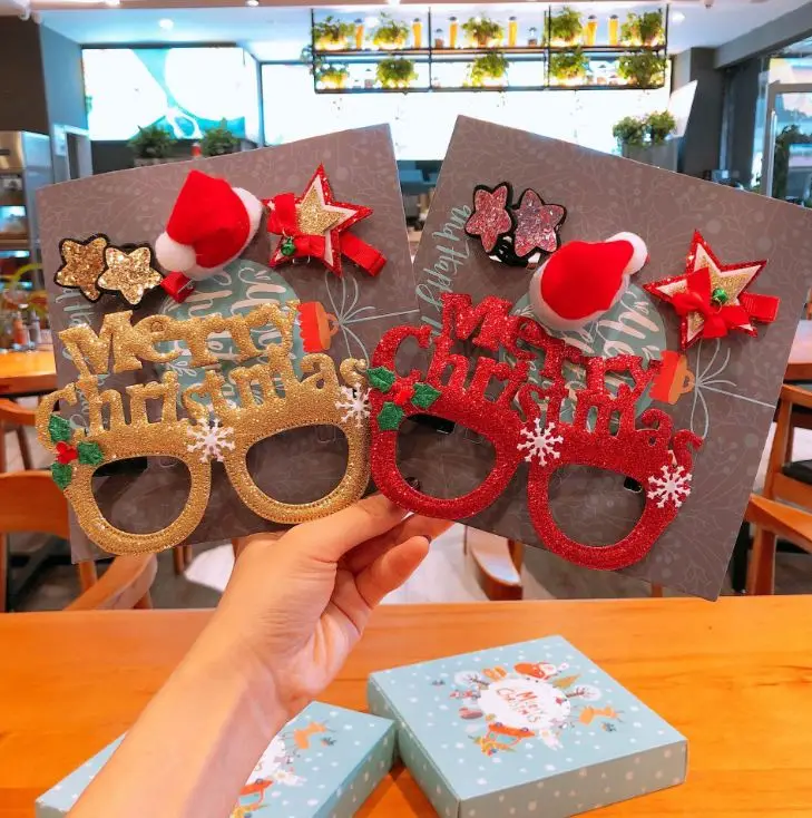 
2020 New Christmas Headband Hair Pin Hair Tie Glass Frame Hair Accessories Gift Set For Kids 