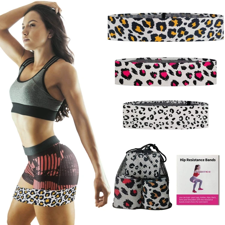 

Leopard Resistance Bands Set Leopard Loop Fabric Legs Butt Hip Circle Elastic Strength Non-Slip Gym Bands