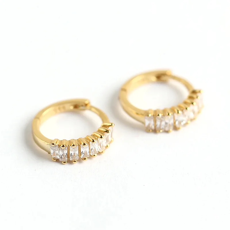 

Simple Luxury Clear Cubic Zirconia CZ Diamond 925 Sterling Silver Hoop Earrings, Gold,silver