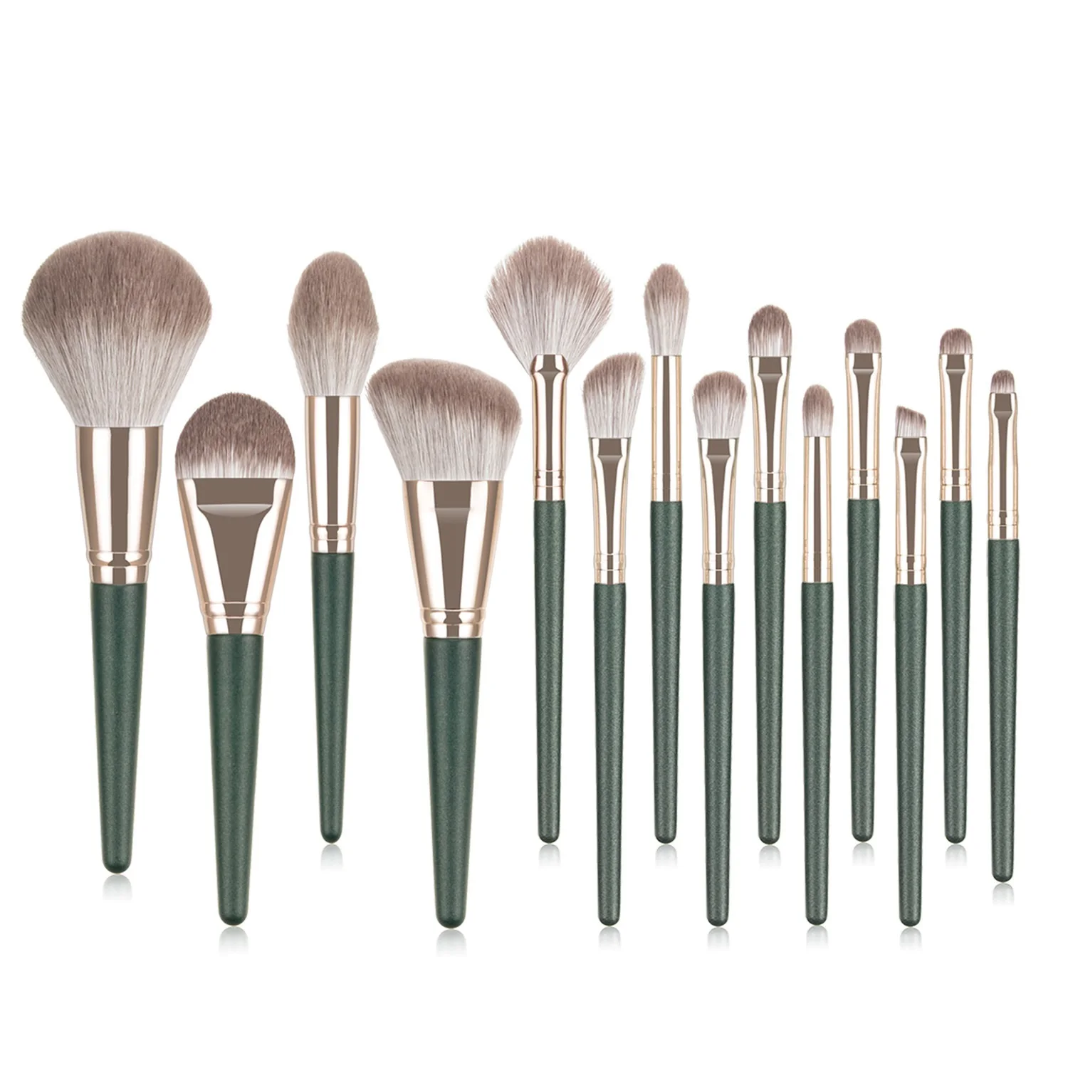 

new style high-end 14 pcs professional green makeup brushes set