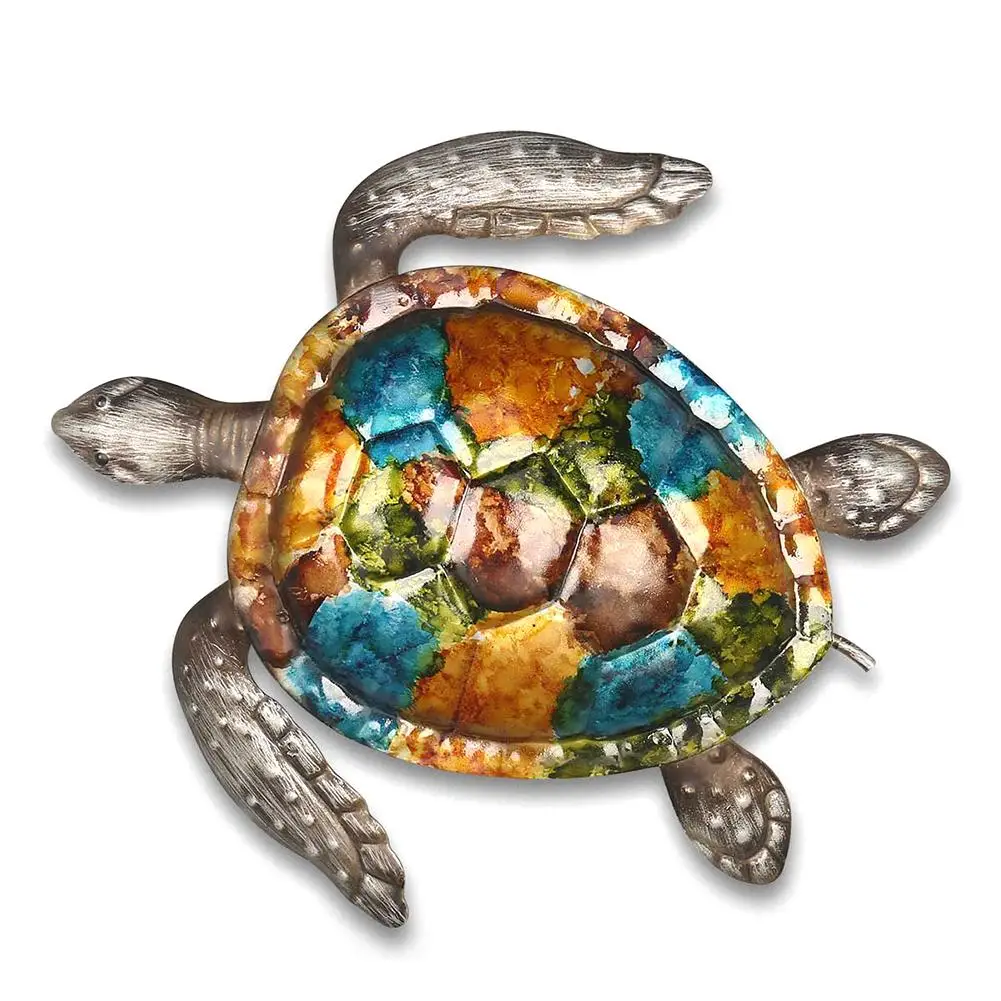 

Metal Sea Turtle Beach Theme Decor Wall Art Decoration for Indoor Outdoor Bathroom Garden