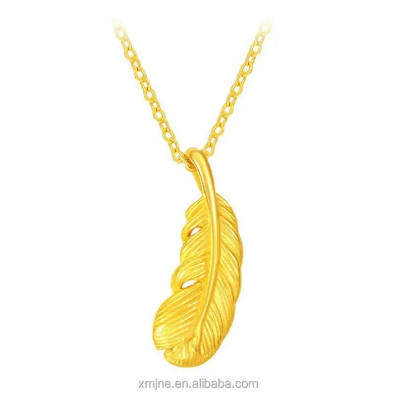 

Certified Genuine 24K Gold 999 Thousand Pure Gold Feather Pendant Necklace Women's Cyanide-Free Craft Jewelry Wholesale