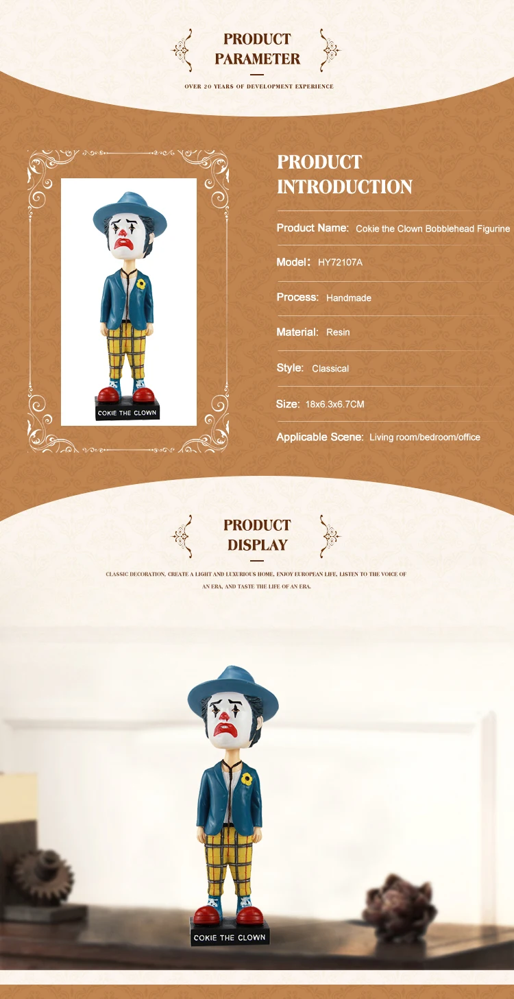 Wholesale cartoon character clown with business suit bobble head dolls