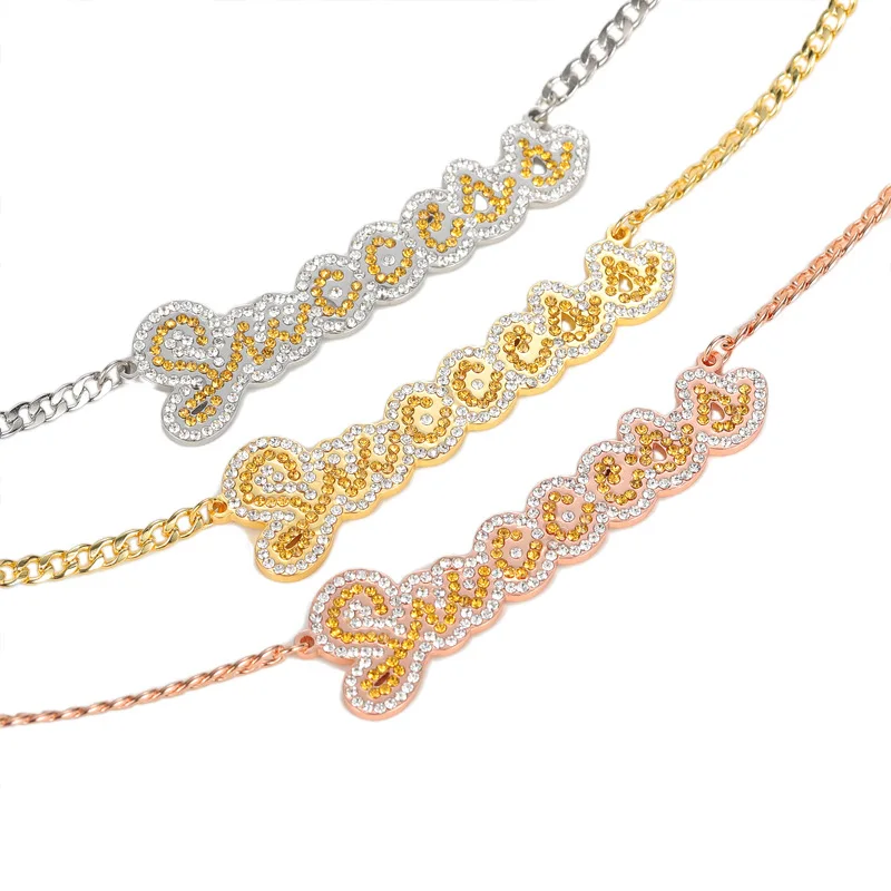 

Custom name necklace Two-color zircon necklace stainless steel gold plated jewelry personalised necklace for women