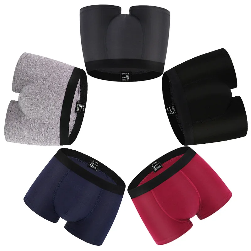 

LYX018 New breathable boxer underwear mens bamboo fiber boxers plain color U convex shorts boxer underwear, Picture shown