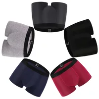 

LYX018 New breathable boxer underwear mens bamboo fiber boxers plain color U convex shorts boxer underwear