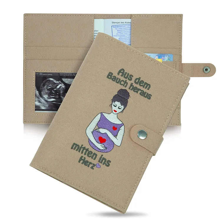 

German maternity pass cover Mutterpass protection cover felt mother passport cover holder case, Beige or custom