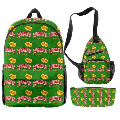 

Wholesale Cheap Price 3D Printing Backwoods Cookie Boys Girls School Shoulder Bags 3 In 1 Backpack Set