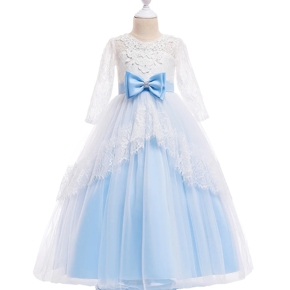 

Hot dresses of bride fellow kids female Lace ribbon bow skirt