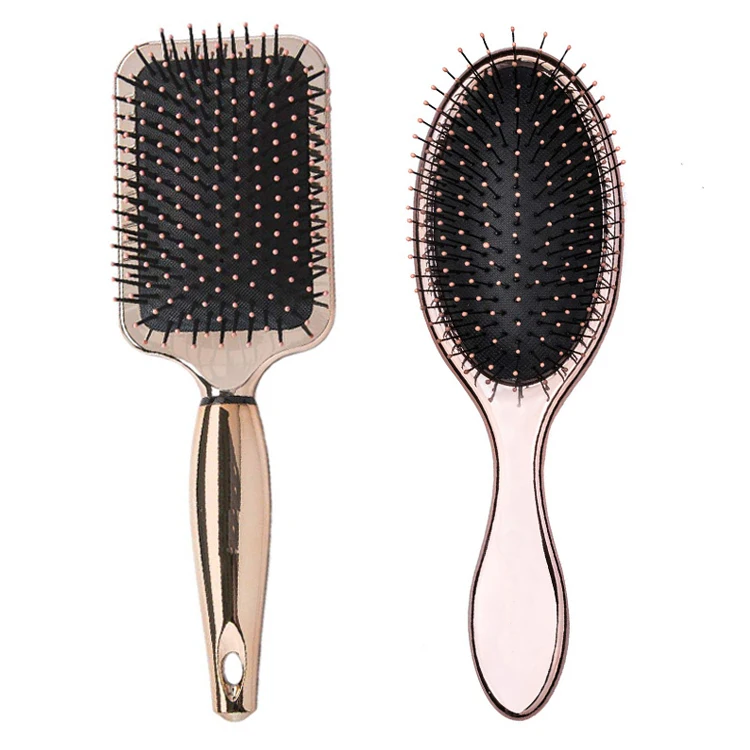 2022 Best Paddle Brushes Soft Bristles Rose Gold Plate Detangling Brush
