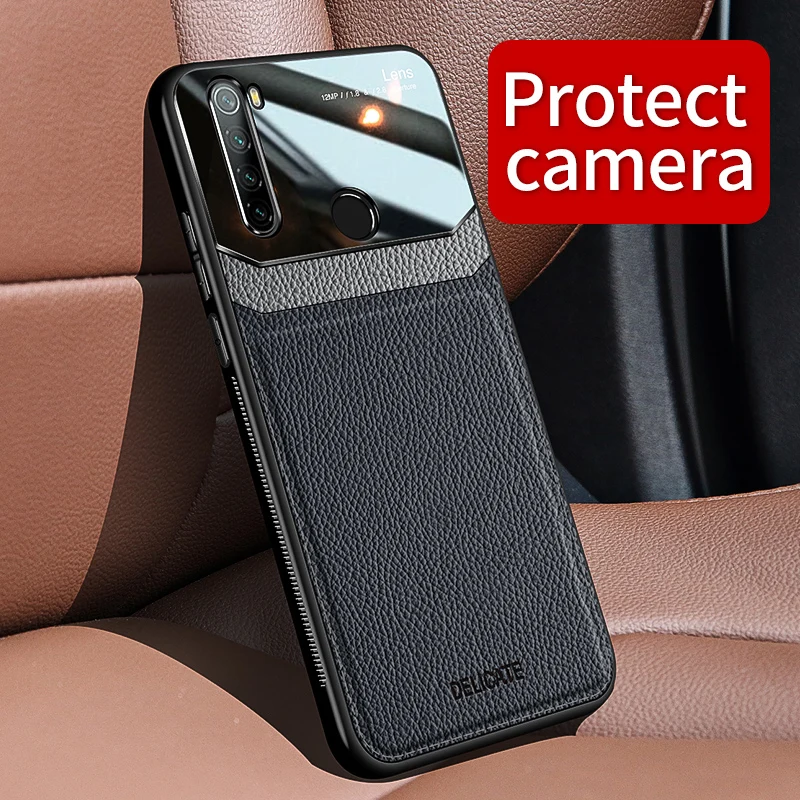 

Back Cover PC Leather Anti-knock Phone Protective Case for Xiaomi Redmi Note 7 8 8t Pro