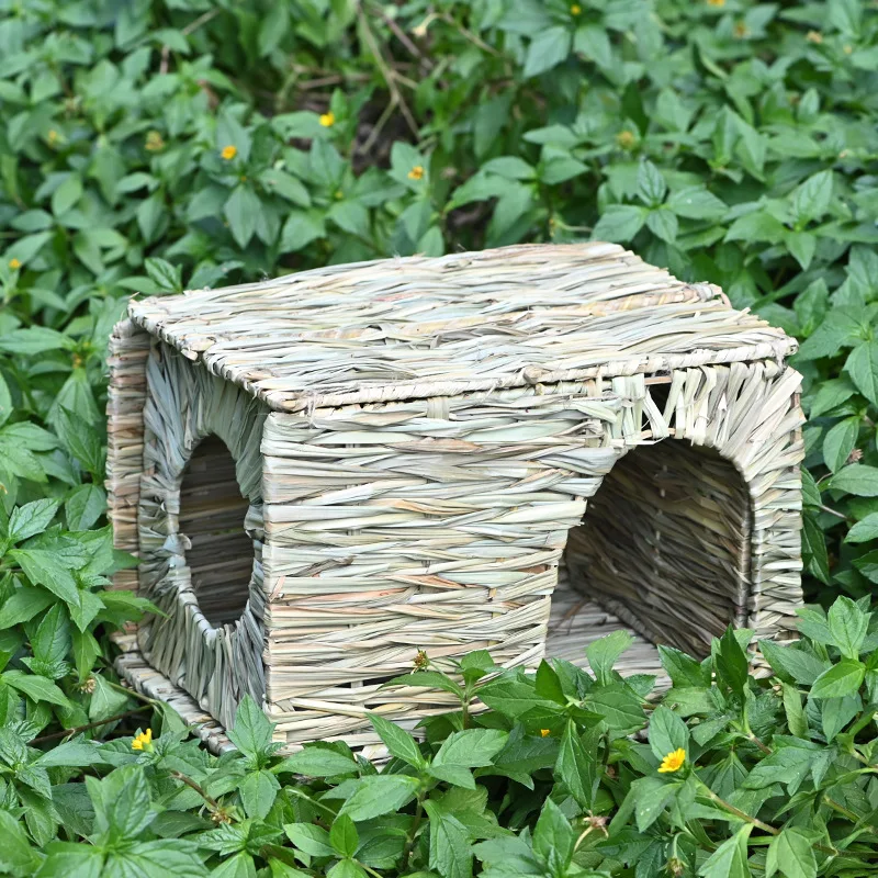 

Rabbit Nest Natural Straw Folding Hand Woven Grass Bed Mat Hamster Gerbil Chinchilla Pig Small Animals Hideaway Toy Pet House