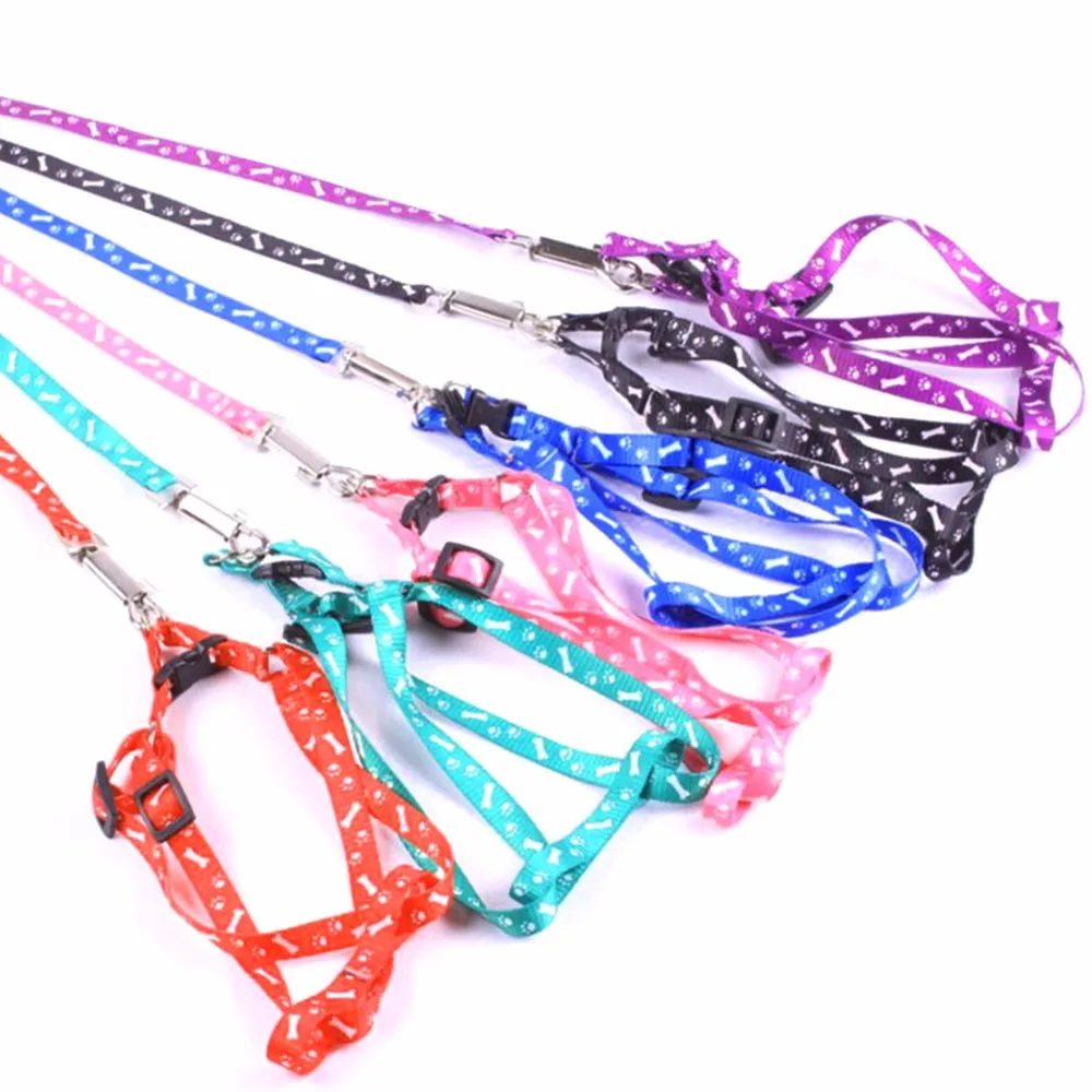 

Nylon Dog Pet Puppy Cat Adjustable Harness with Lead 10 Colors To Choose Toys Leash Chain Collars Interactive Toy