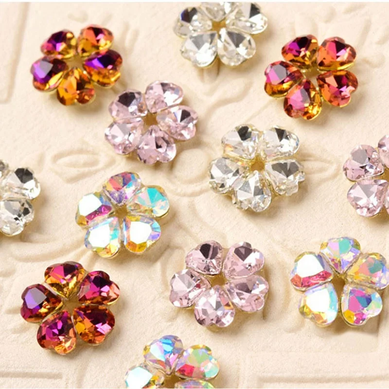 

Paso Sico 2021 Brand New Nail Products Super Shiny 3D Diamond Glass Stone Korean Style Flower Design Nail Art Charms Decor