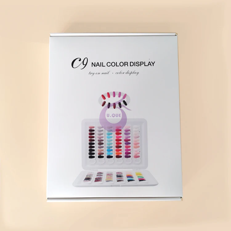 

Wholesale Hot Sale Professional 120 Colors Nail Polish Sample Display Book with Tips, No Need Glue/No Need Pasting, White+customized
