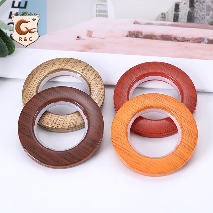 

Cheap Price Wholesale ABS Plastic Curtain Eyelet, Hot Sale Window Curtain Ring Wood Grain Home Decor/