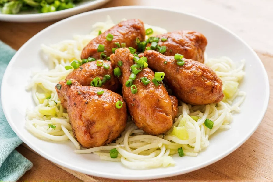 Close-up of properly prepared ginger chicken run showing sauce coating on chicken pieces and vegetables