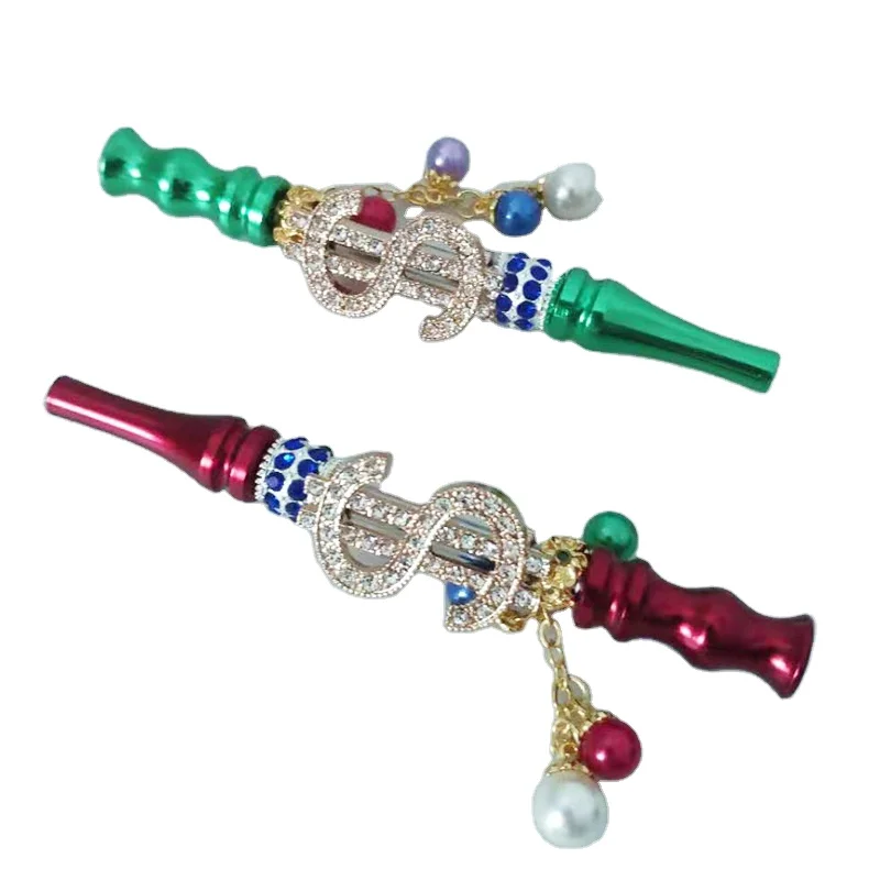 

HH382 Hot-selling Arabic Hookah Accessories Mouth Tips Creative Mixed Color Metal Nozzle Hand-set Diamond Cigarette Holder, 3 colors