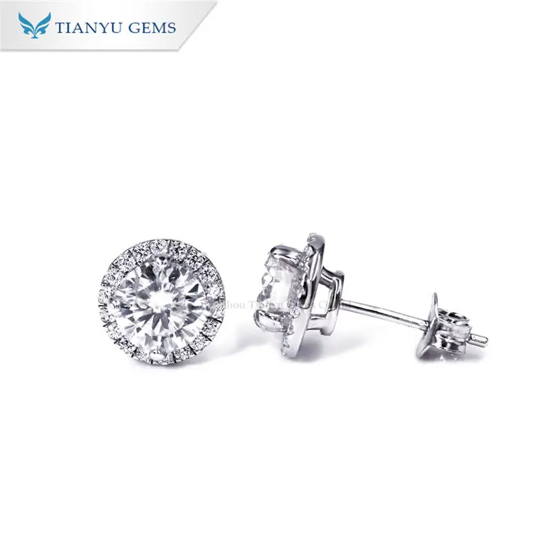 

TIanyu Gems brand stock fine jewelry 18k gold plated 925 sterling silver stud earrings moissanite